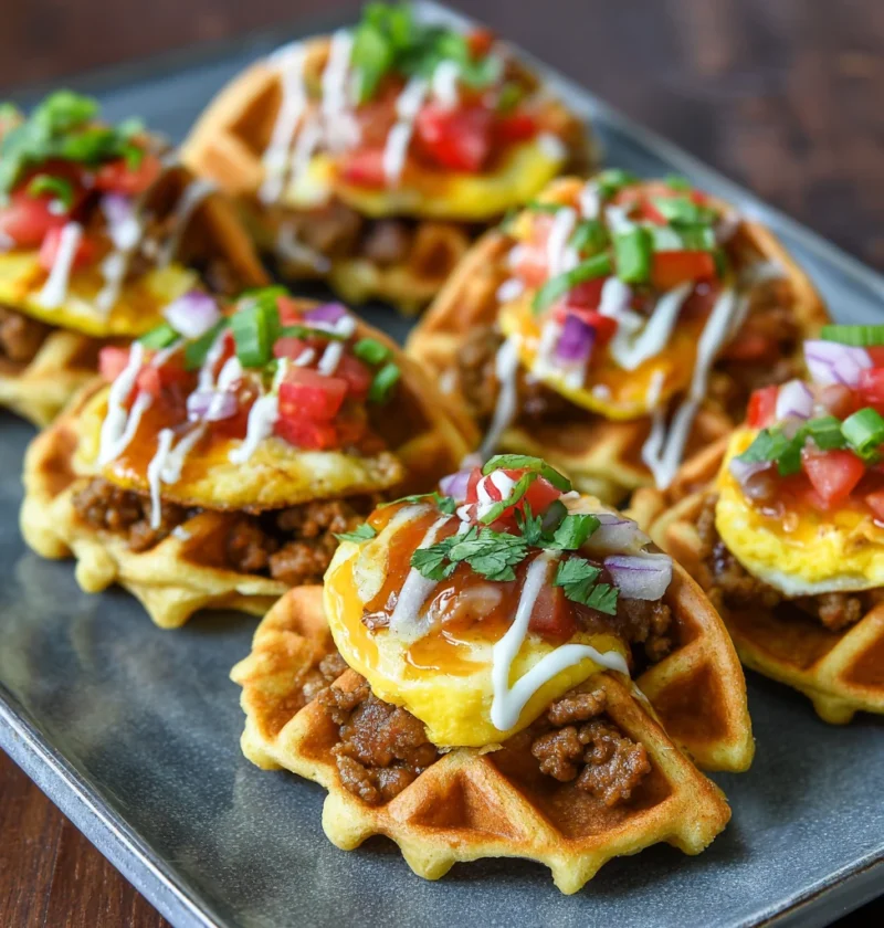 Mini Sausage Egg Waffle Tacos