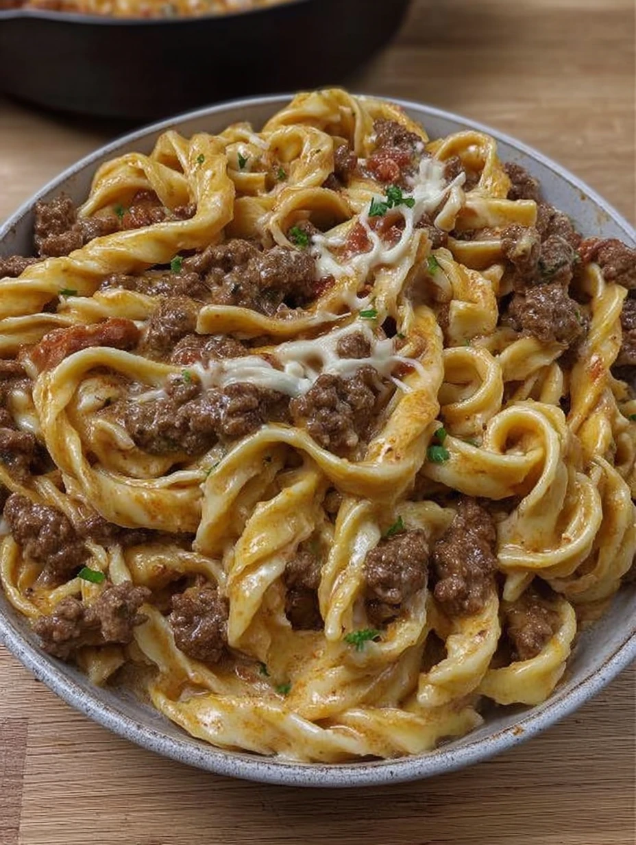 One-Pot Creamy Beef and Garlic Butter Pasta