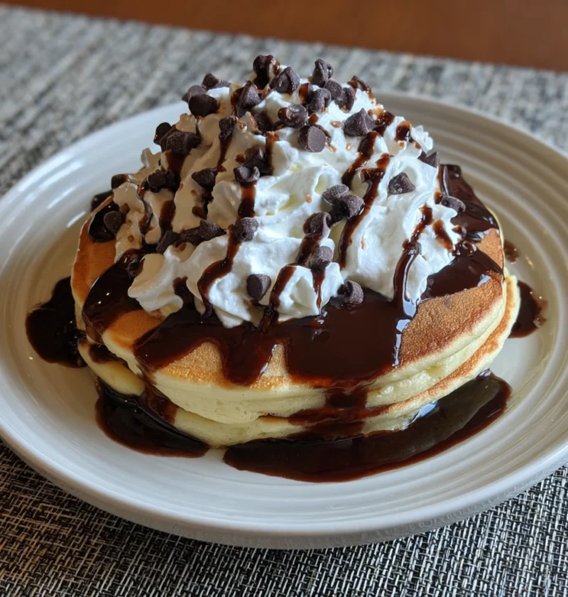 Pancakes Whipped Cream Chocolate Syrup