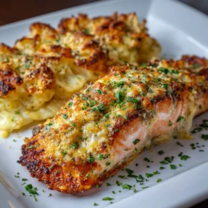 Parmesan Crusted Salmon with Potato Gratin