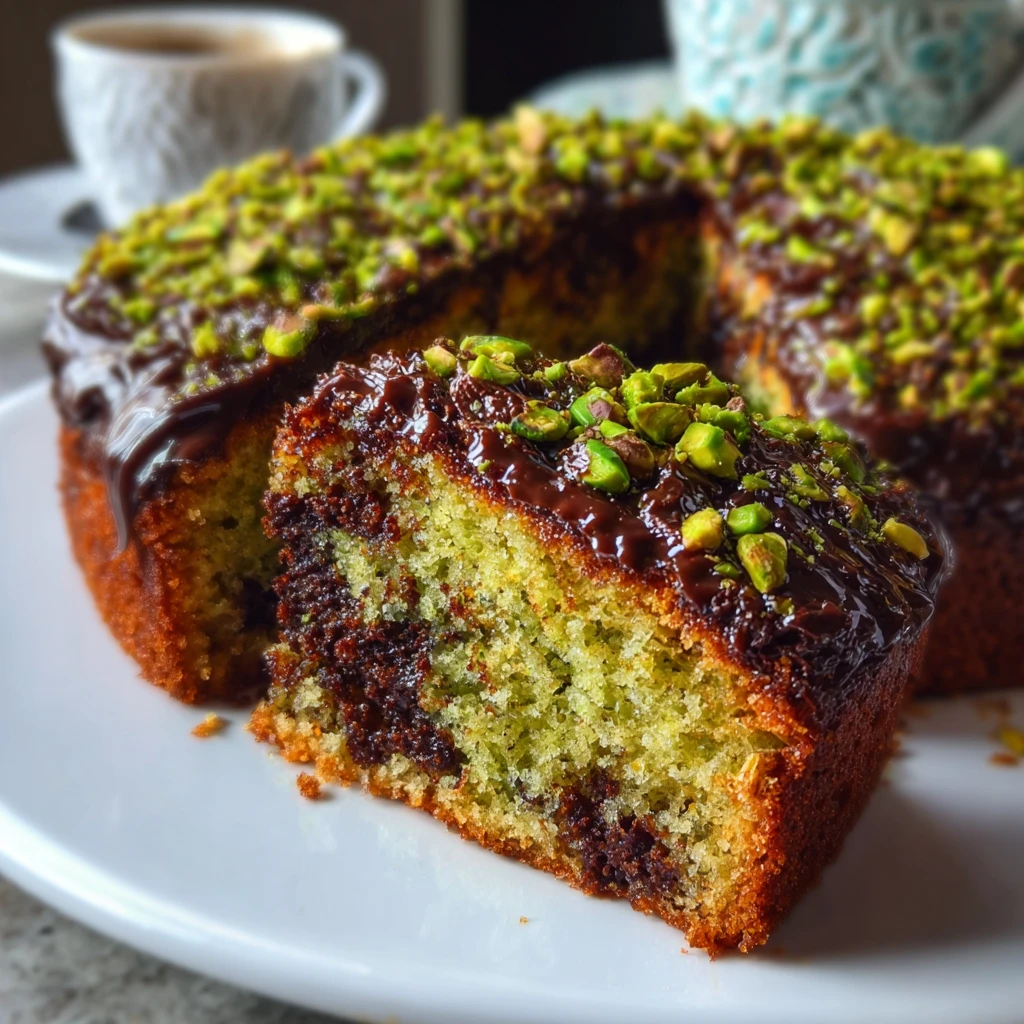 Pistachio Chocolate Semolina Cake