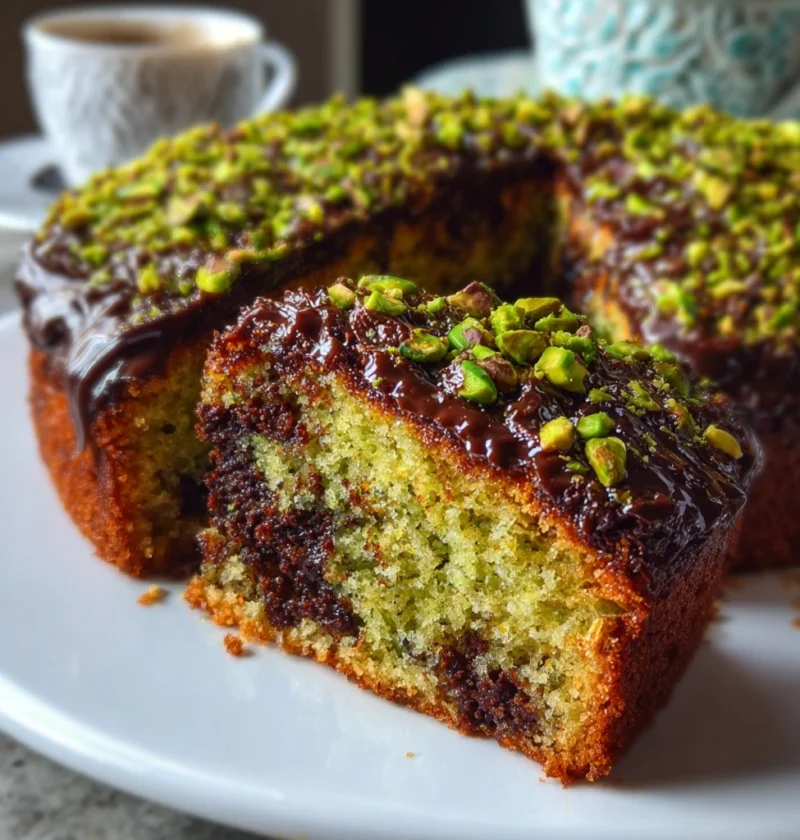 Pistachio Chocolate Semolina Cake
