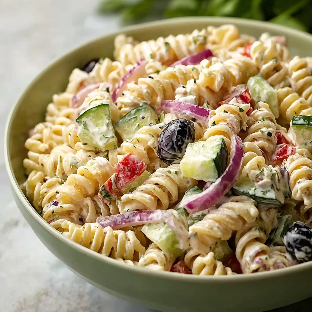 Quick Pasta Salad With Greek Yogurt Dressing