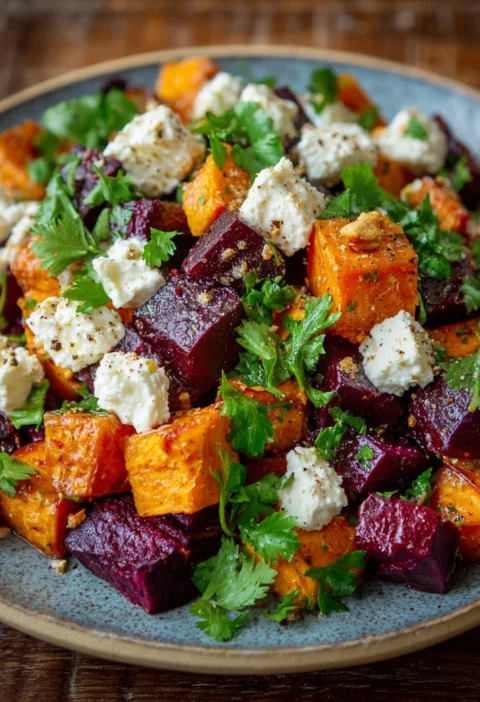 Roasted Beet Sweet Potato Salad Feta Yogurt