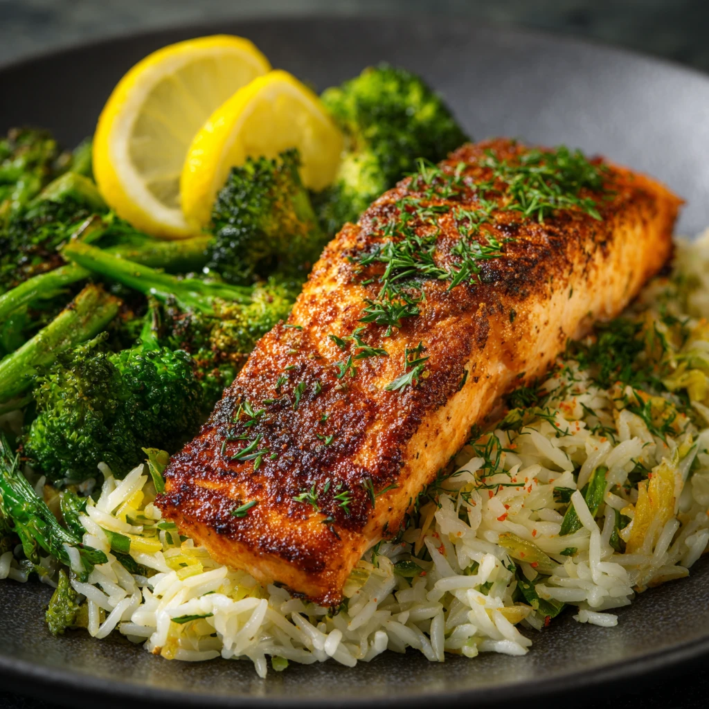 Salmon with Rice & Broccoli