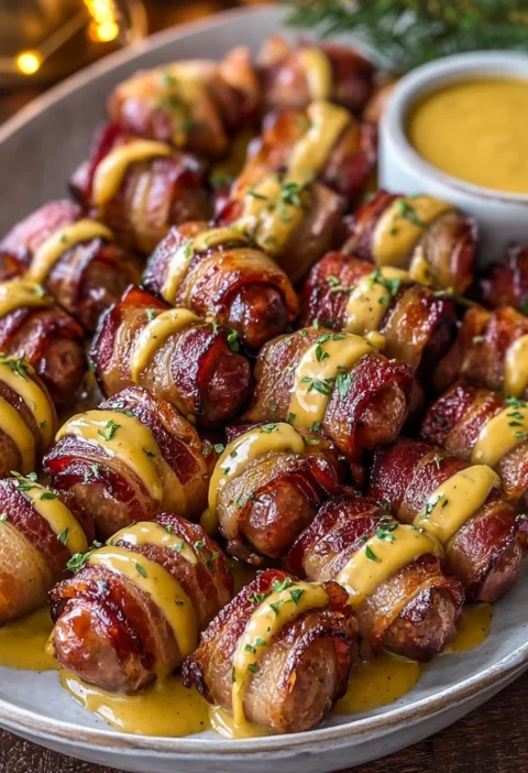 Savory Mustard Hasselback Kielbasa Bites Game Day