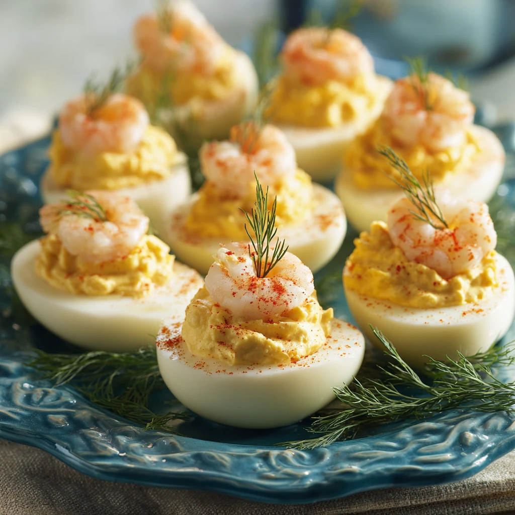 Shrimp Boil Deviled Eggs