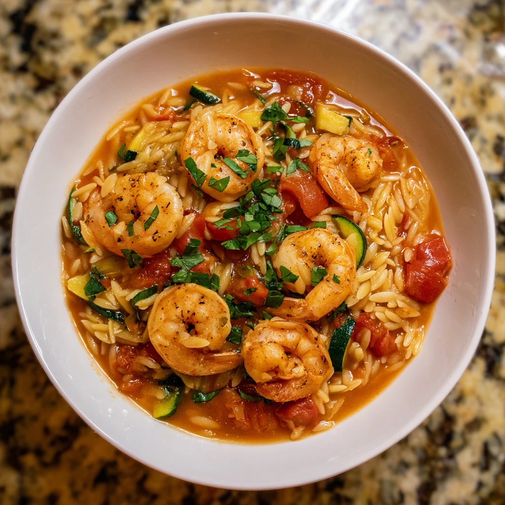 Shrimp & Veggie Tomato Orzo