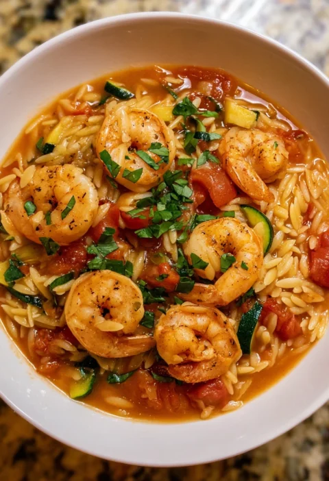 Shrimp Veggie Tomato Orzo