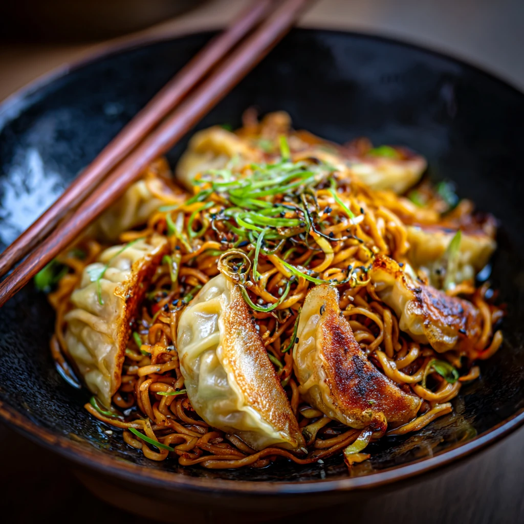 Stir Fried Noodles withe Homemade Gyoza