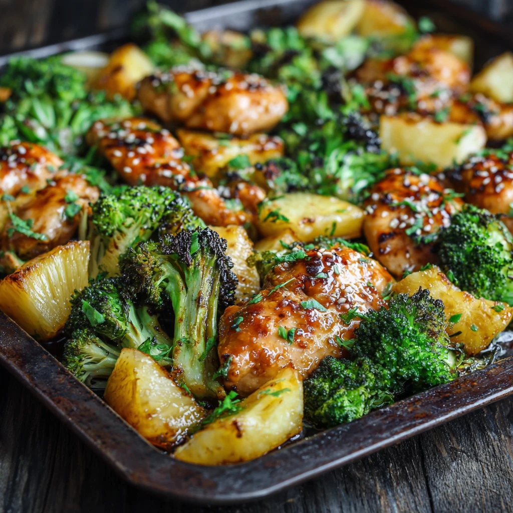 Teriyaki Sheet Pan Pineapple Chicken And Broccoli