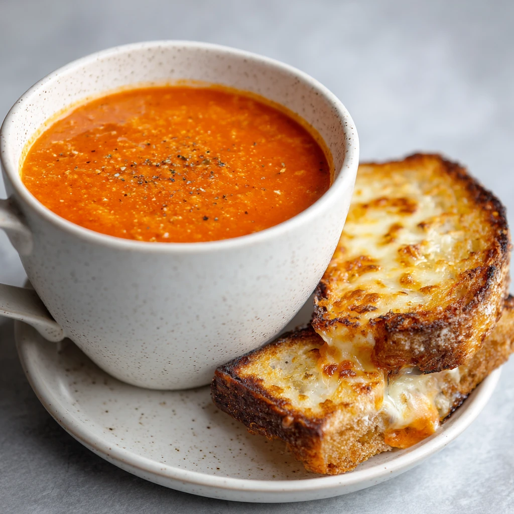 Tomato Soup with a Cheesy Toast