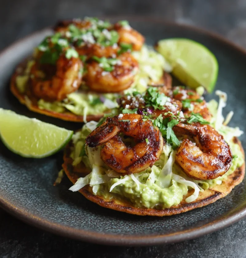Avocado and Chipotle Shrimp Tostadas with Cilantro Lime