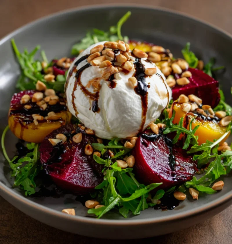 Beet and Burrata Salad with Pine Nuts and Balsamic