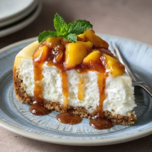Creamy Peach Cobbler Cheesecake