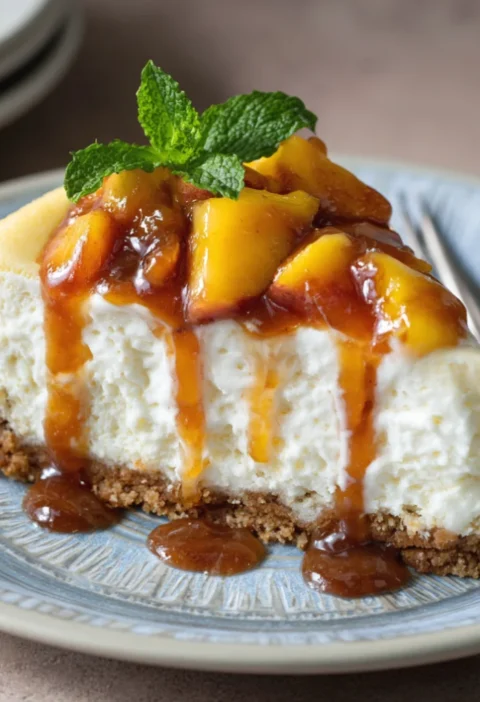 Creamy Peach Cobbler Cheesecake