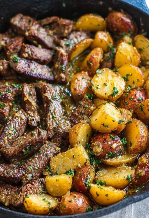 Garlic Butter Steak and Potatoes Skillet