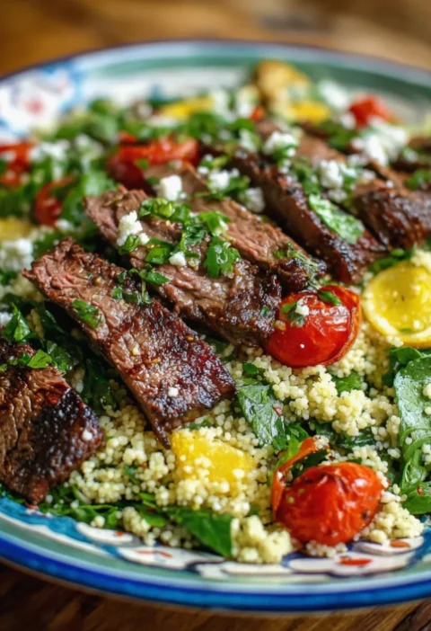 Grilled Skirt Steak with Lemon Herb Couscous Salad