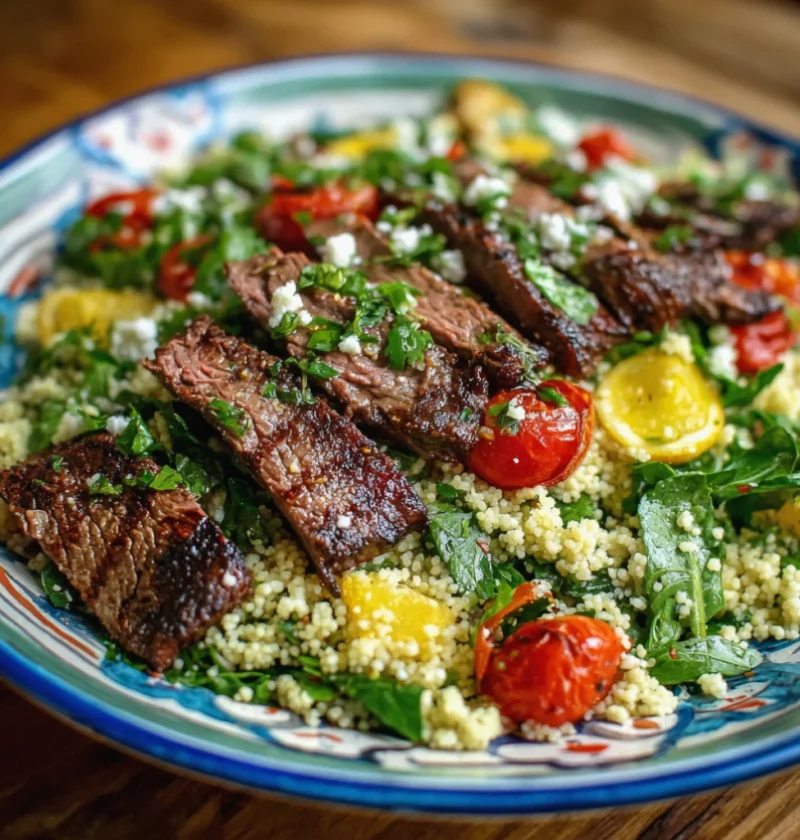 Grilled Skirt Steak with Lemon Herb Couscous Salad