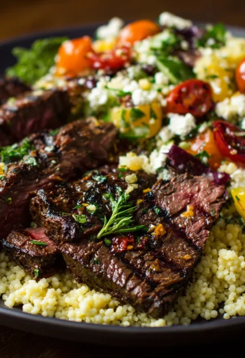 Grilled Skirt Steak with Lemon Herb Couscous Salad