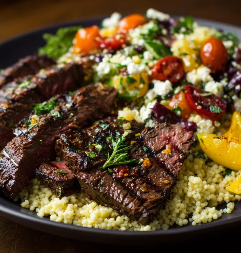 Grilled Skirt Steak with Lemon Herb Couscous Salad