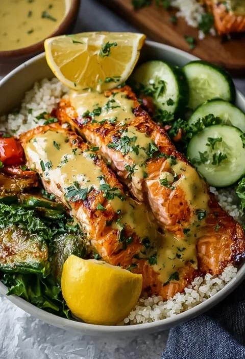 Honey Mustard Salmon Bowls