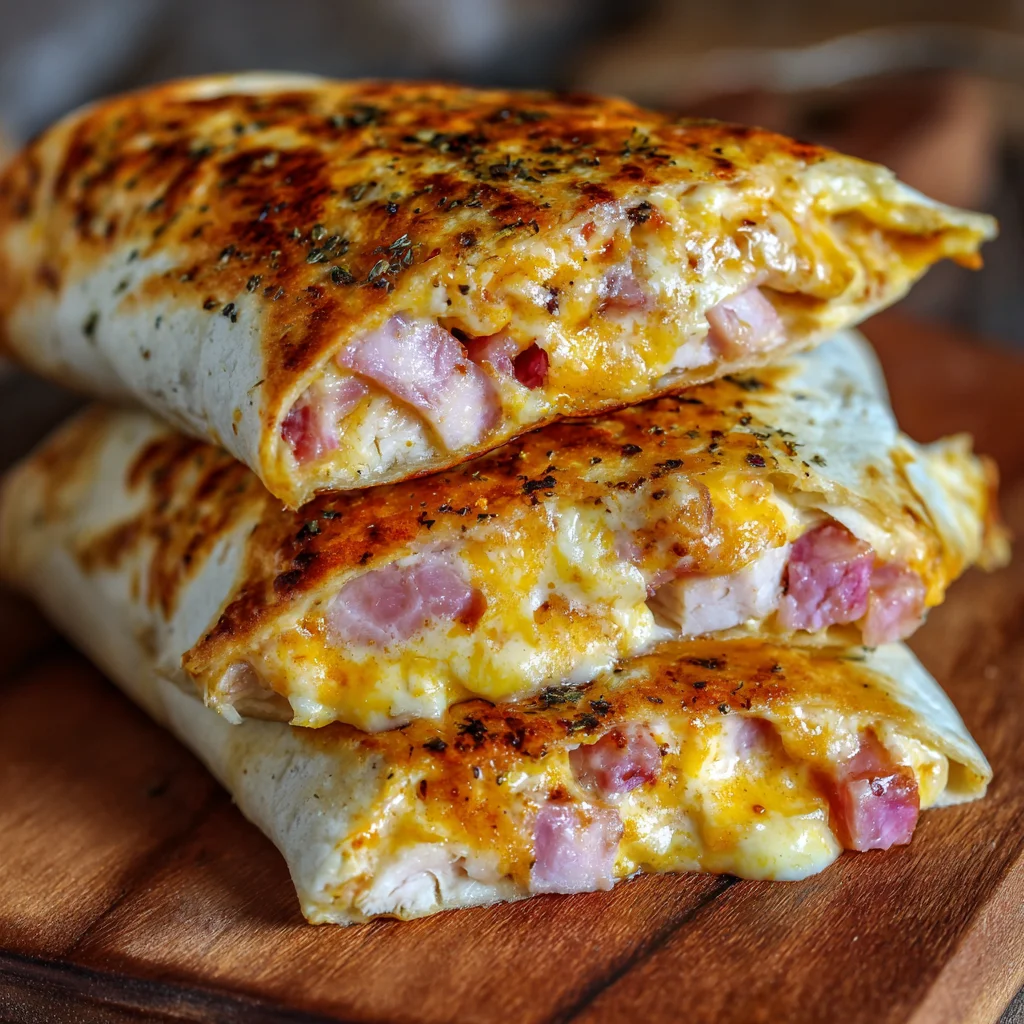 Hot Chicken Ham and Cheese Wraps