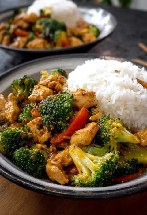 Packed Chicken Stir-Fry with Broccoli and Rice