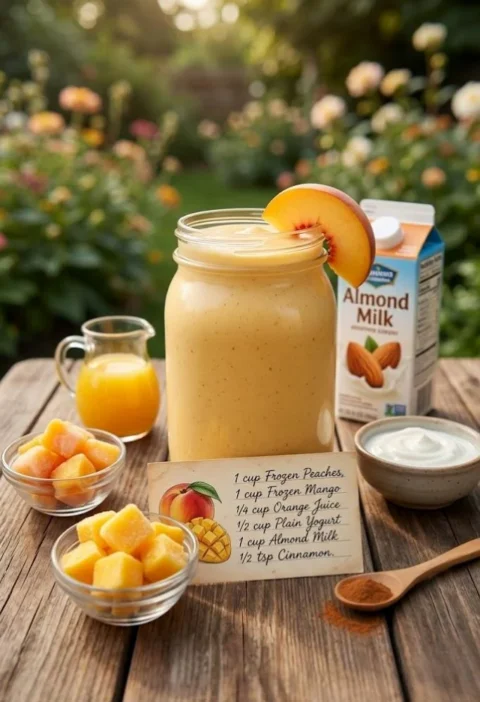 Peach Smoothie with Frozen Mango