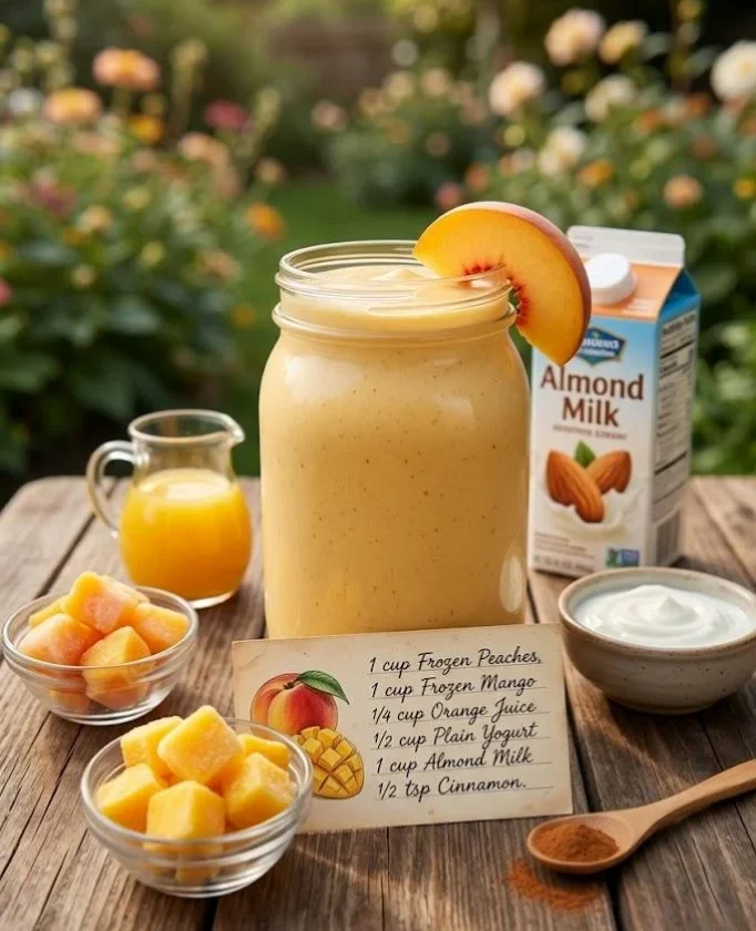 Peach Smoothie with Frozen Mango