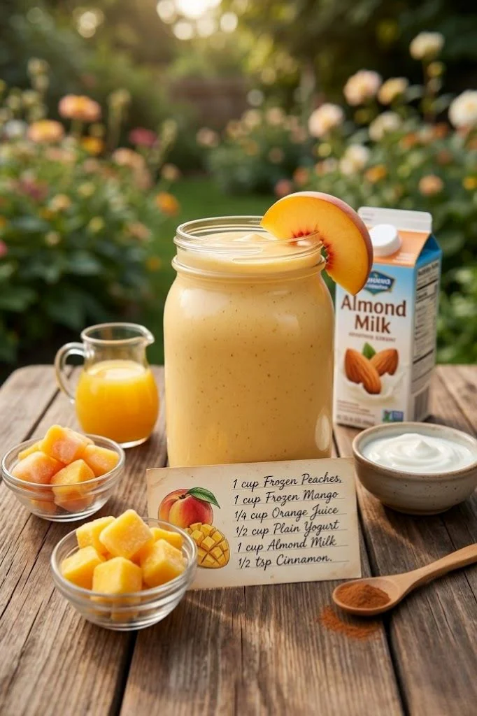 Peach Smoothie with Frozen Mango