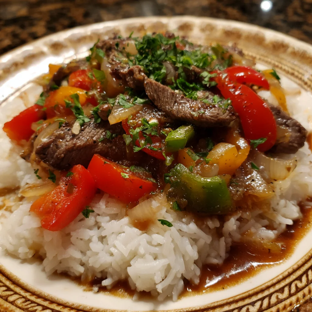 Pepper Steak Over Rice