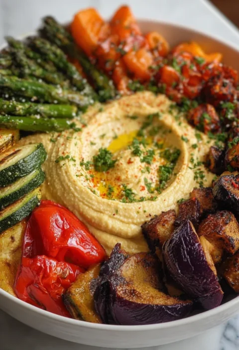 Roasted Veggie and Hummus Bowl
