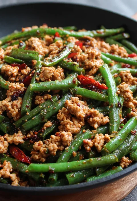 Spicy Ground Turkey & Green Bean Stir-Fry