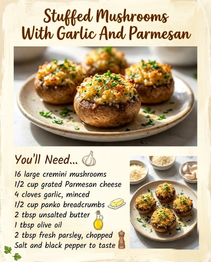 St￭ Mushrooms With Garlic and Parmesan
