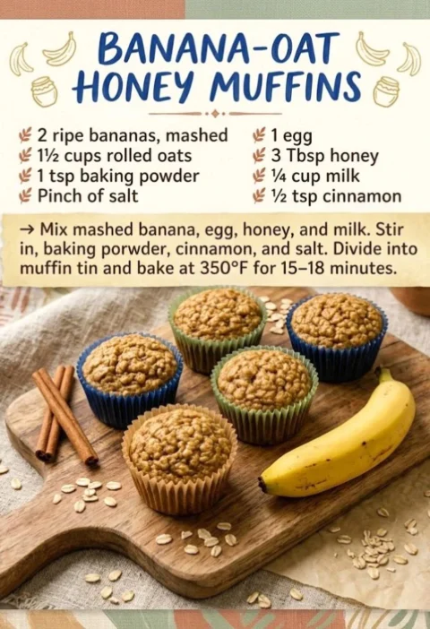 Banana-Oat Honey Muffins