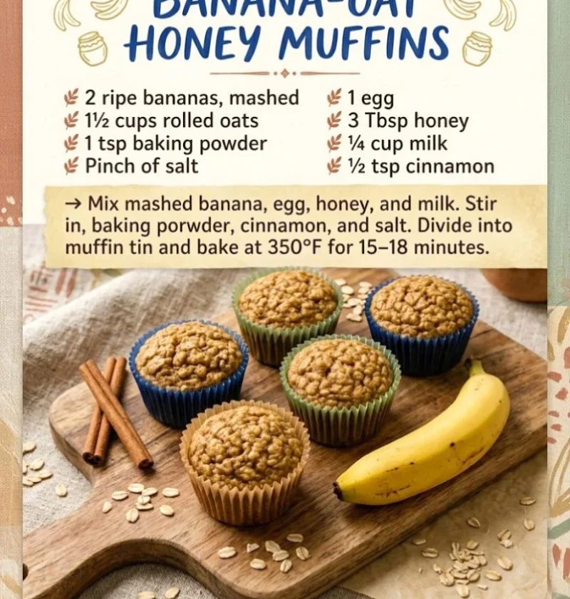 Banana-Oat Honey Muffins