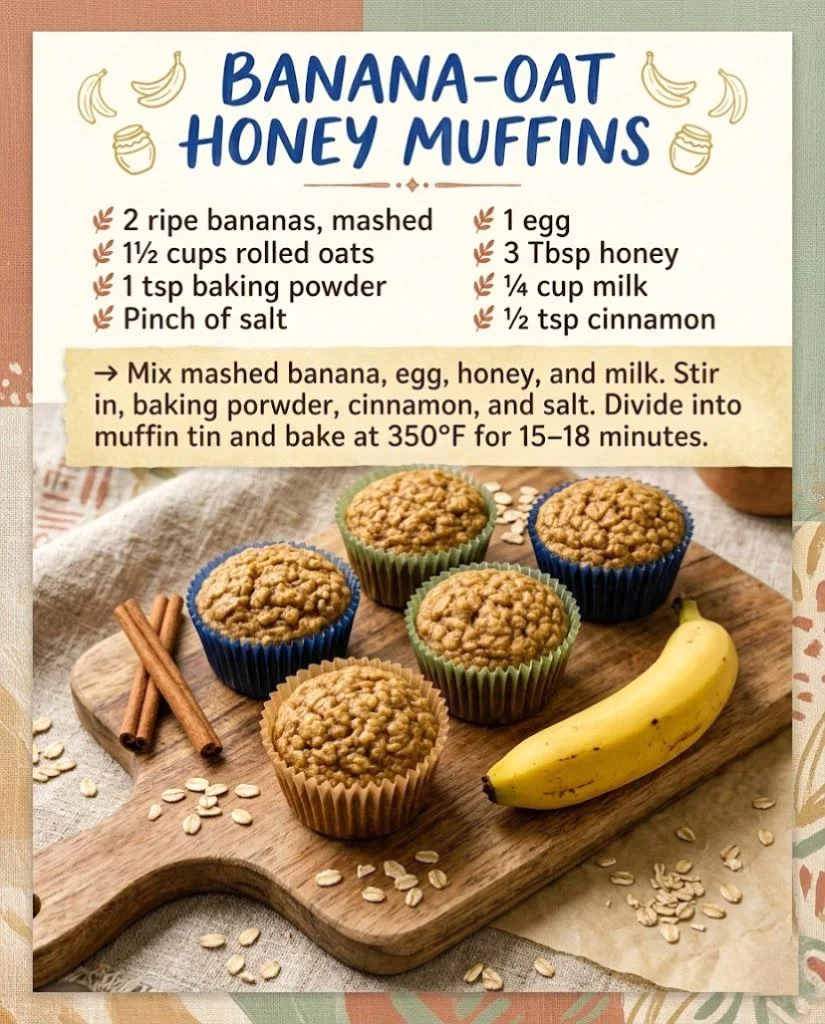 Banana-Oat Honey Muffins