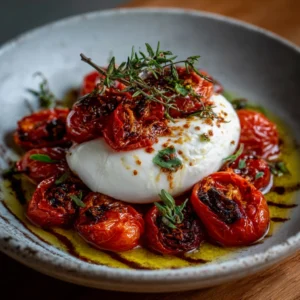 Burrata Caprese With Roasted Tomatoes
