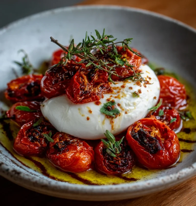Burrata Caprese With Roasted Tomatoes