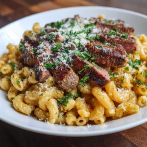 Cheesy Garlic Parmesan Steak Pasta