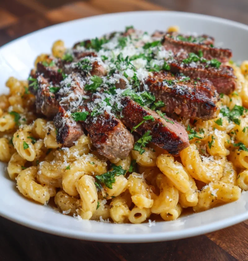 Cheesy Garlic Parmesan Steak Pasta