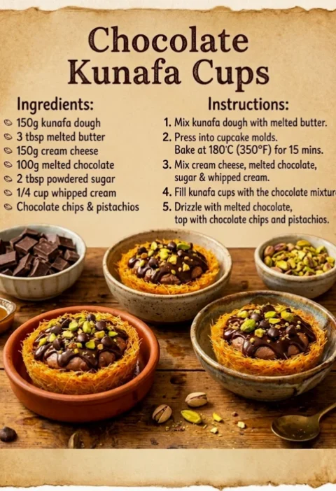 Chocolate Kunafa Cups