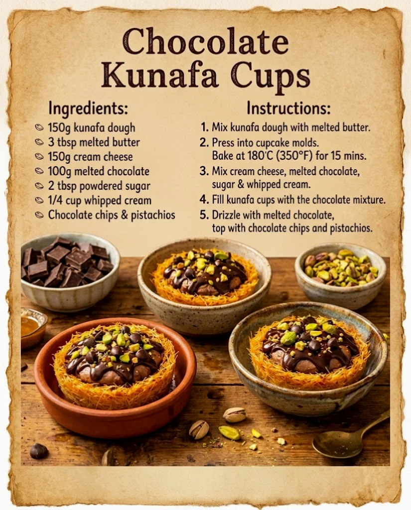 Chocolate Kunafa Cups