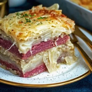 Classic Reuben Bake with Corned Beef, Sauerkraut & Swiss