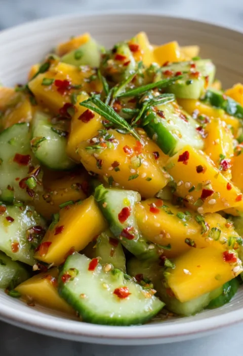 Easy Mango Cucumber Salad With Chili Lime Dressing