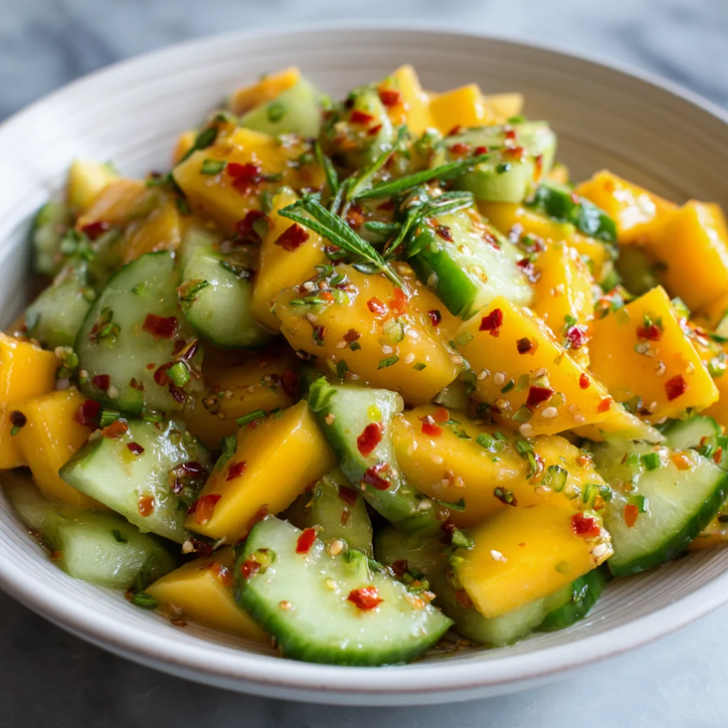 Easy Mango Cucumber Salad With Chili Lime Dressing