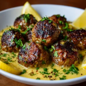 The Juiciest Greek Meatballs in Lemon Sauce