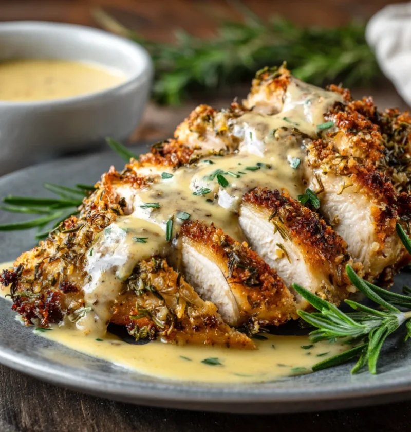 Herb Crusted Chicken With Creamy Dijon Sauce