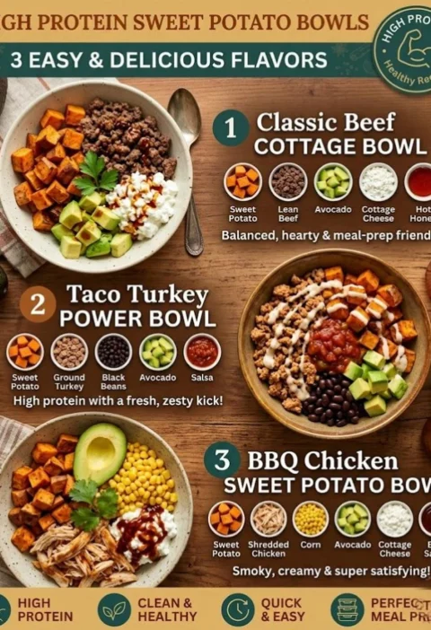 High Protein Sweet Potato Bowls